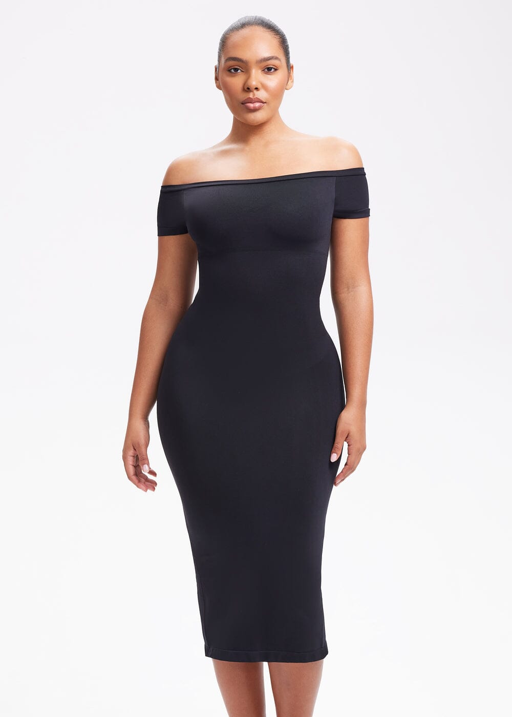 Off-Shoulder Midi Shapewear Dress - She's Waisted