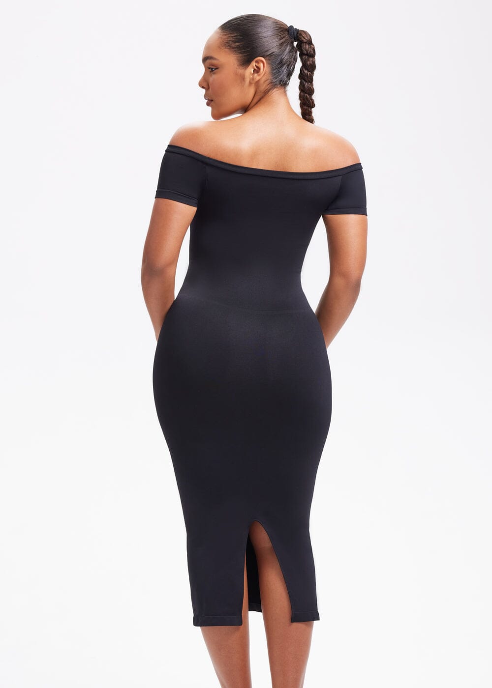 Off-Shoulder Midi Shapewear Dress - She's Waisted