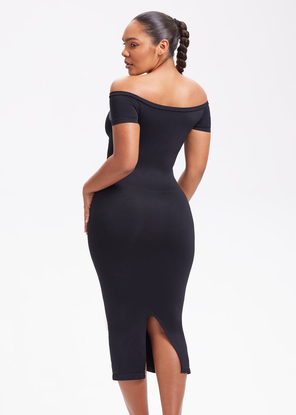 Off-Shoulder Midi Shapewear Dress - She's Waisted