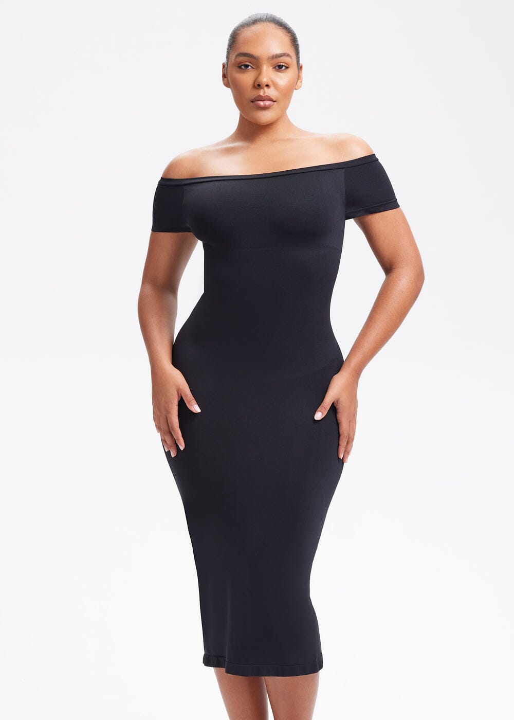 Off-Shoulder Midi Shapewear Dress - She's Waisted