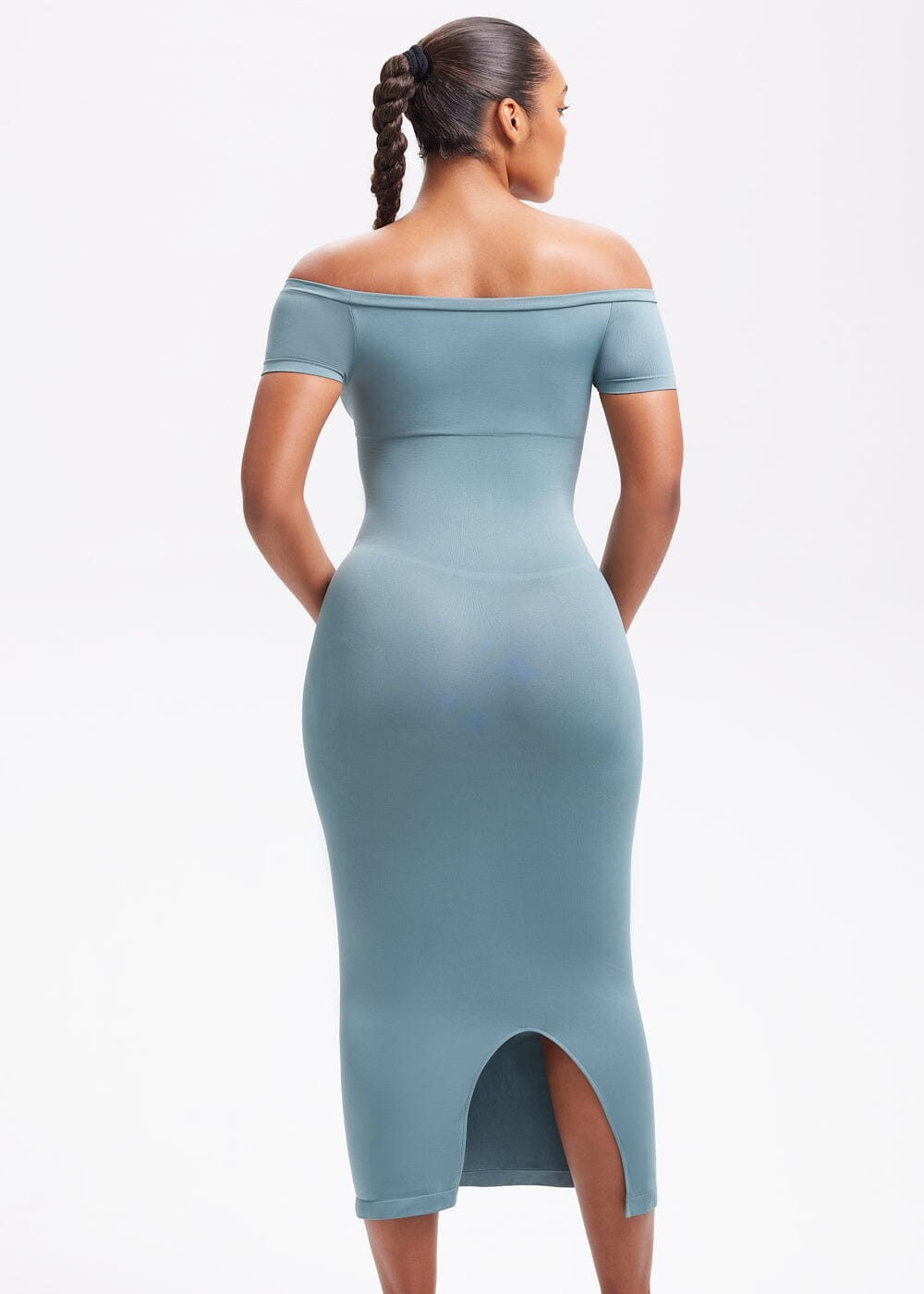 Off-Shoulder Midi Shapewear Dress - She's Waisted