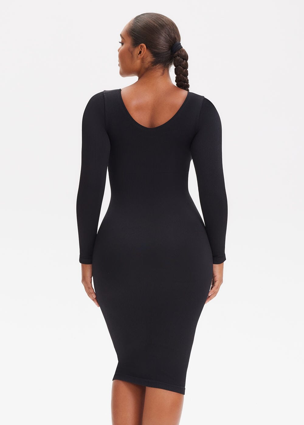Shapewear Dress V-Neck Long Sleeve - She's Waisted