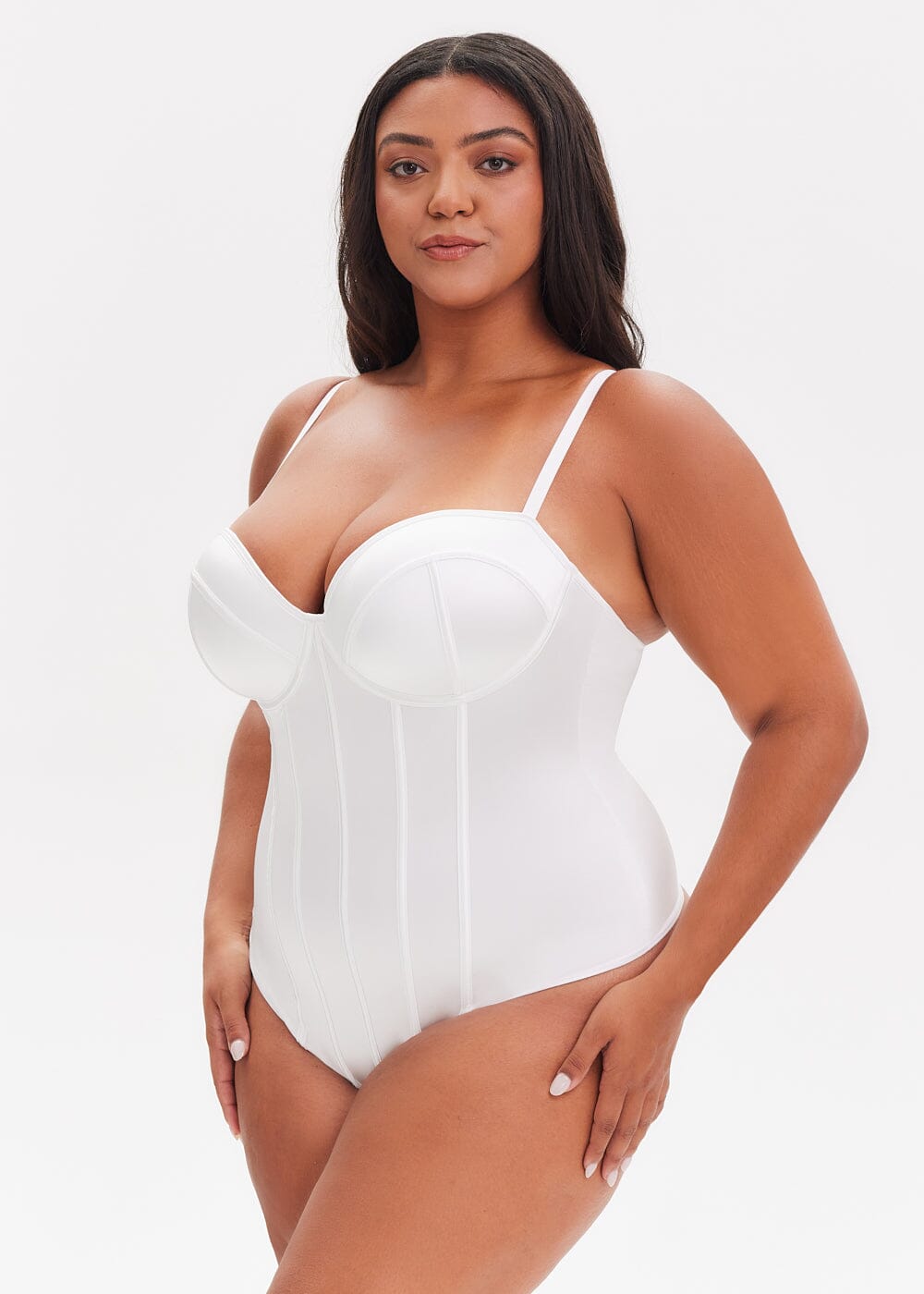 SatinSculpt Corset Bodysuit Thong