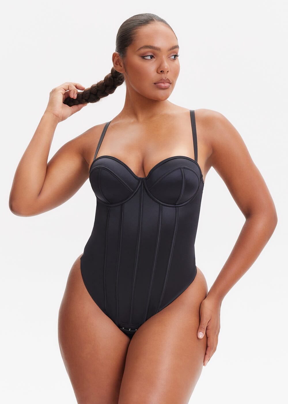SatinSculpt Corset Bodysuit Thong