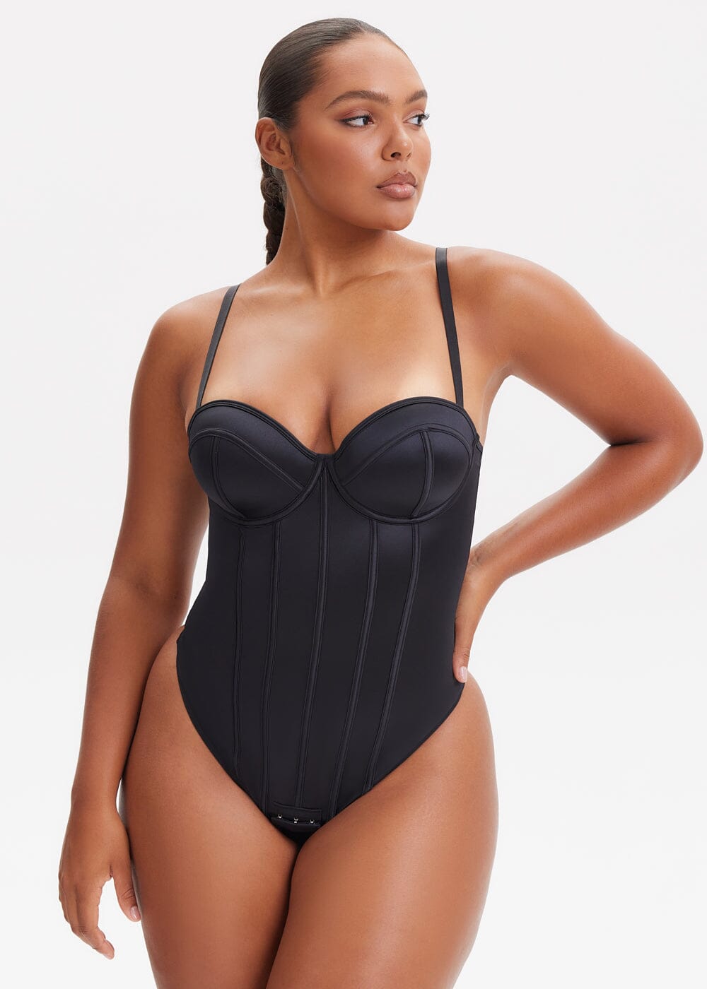SatinSculpt Corset Bodysuit Thong
