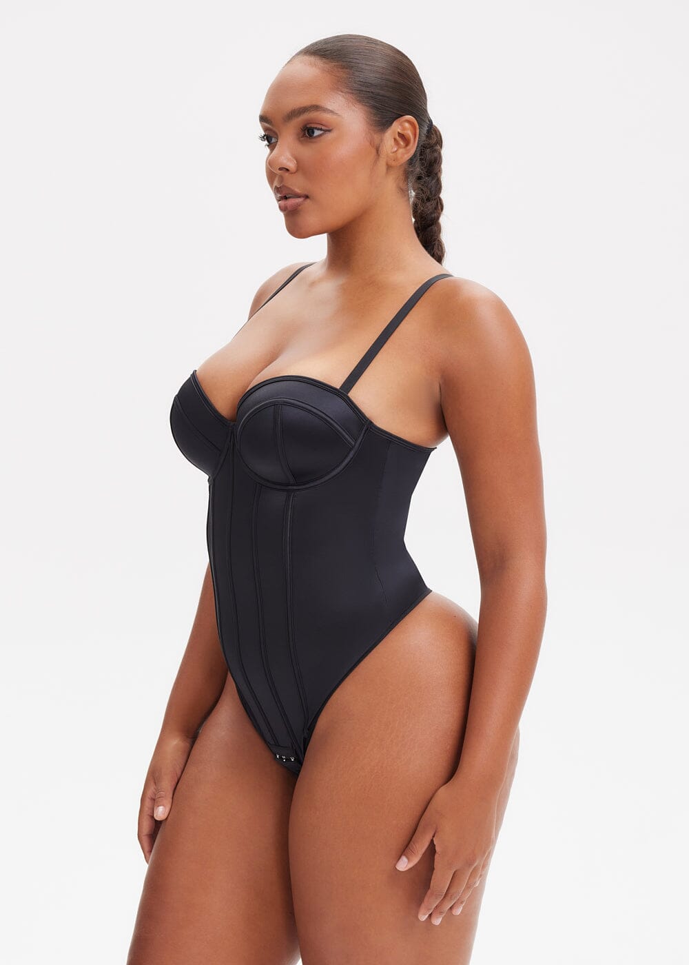 SatinSculpt Corset Bodysuit Thong