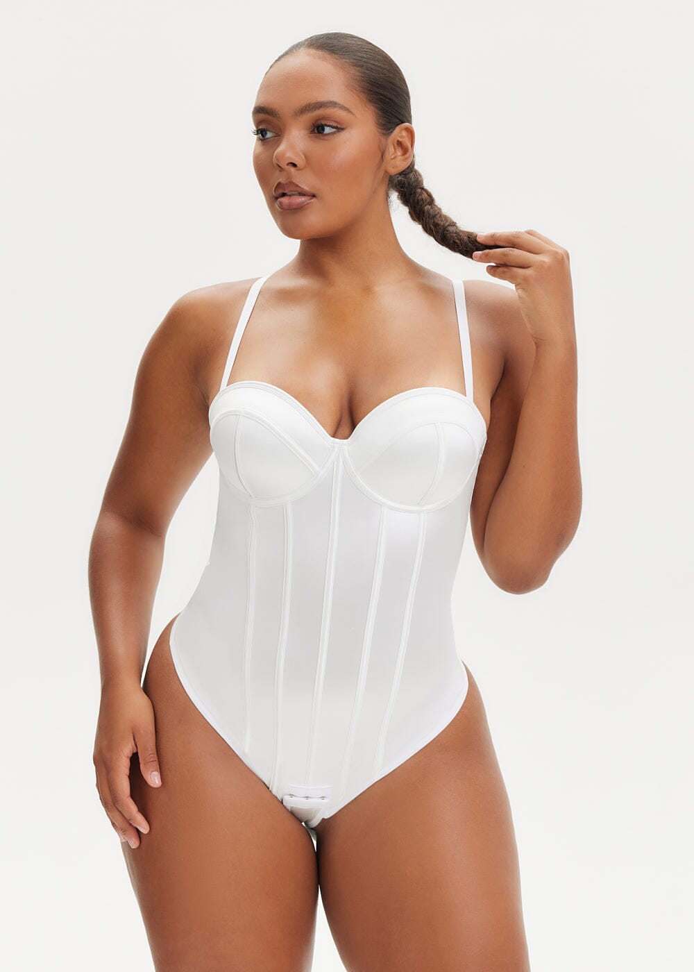 SatinSculpt Corset Bodysuit Thong