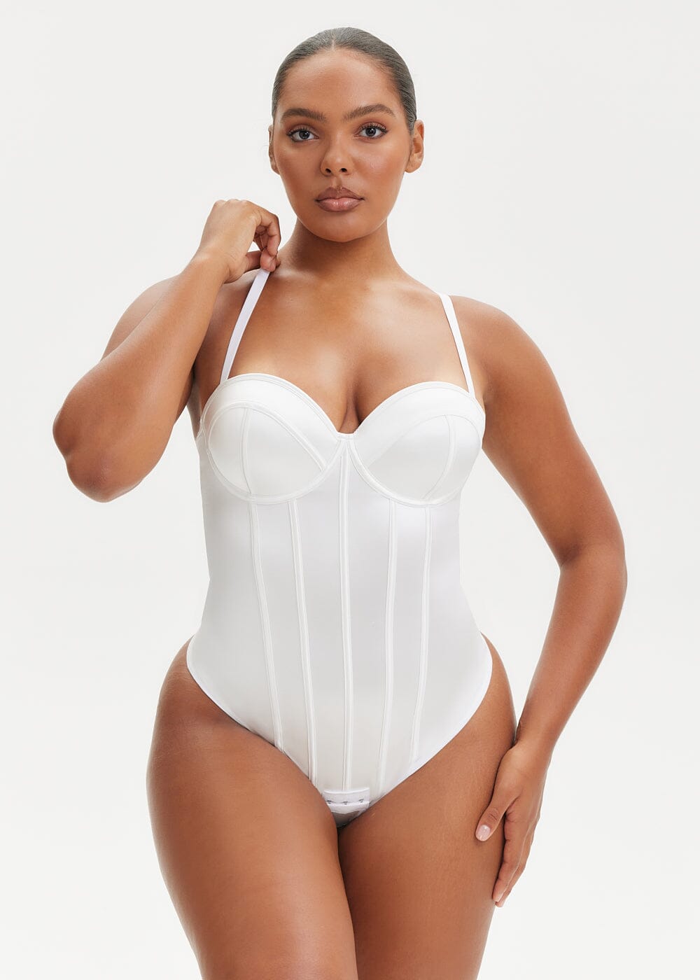 SatinSculpt Corset Bodysuit Thong