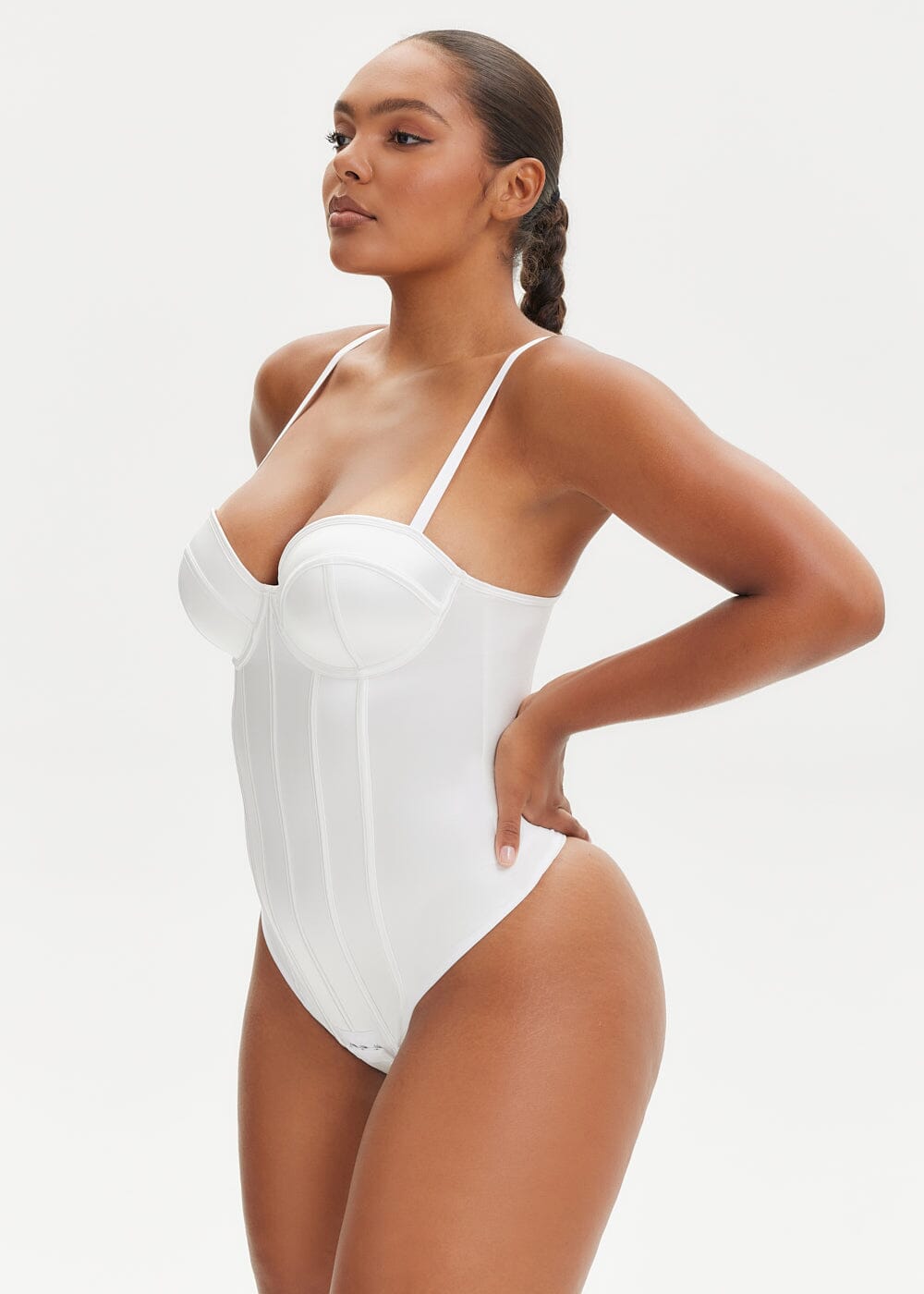 SatinSculpt Corset Bodysuit Thong