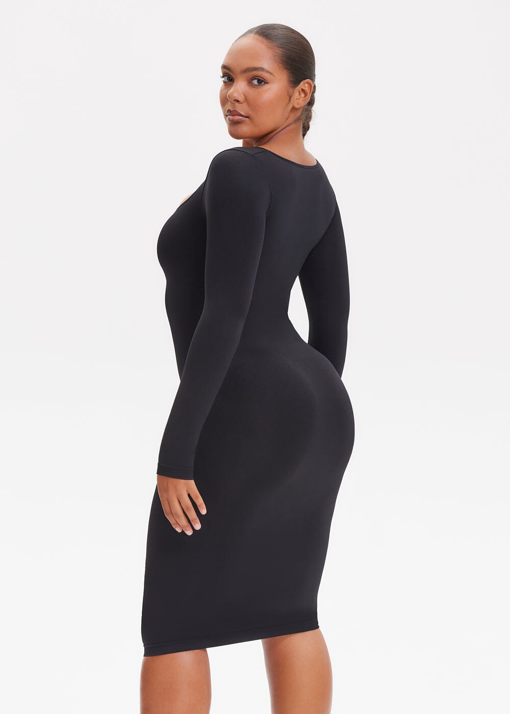 Shapewear Dress Square Neck Long Sleeve