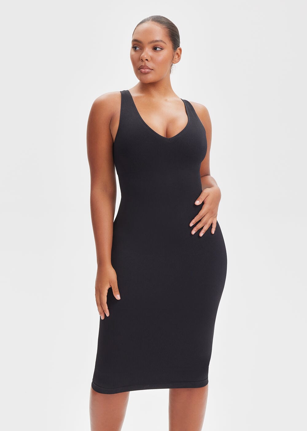 Shapewear Dress Deep V-Neck Tank - She's Waisted