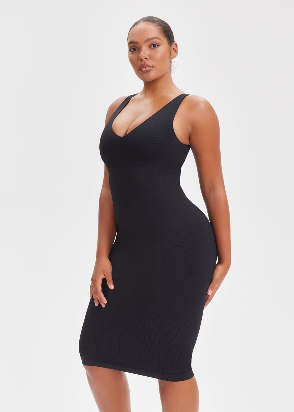Shapewear Dress Deep V-Neck Tank - She's Waisted