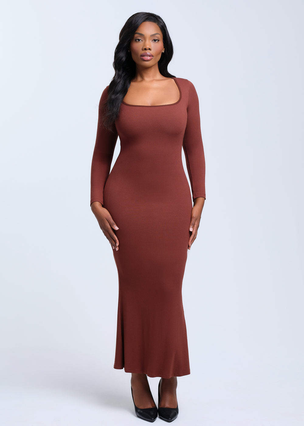 SecretSculpt Long Sleeve Midi Dress