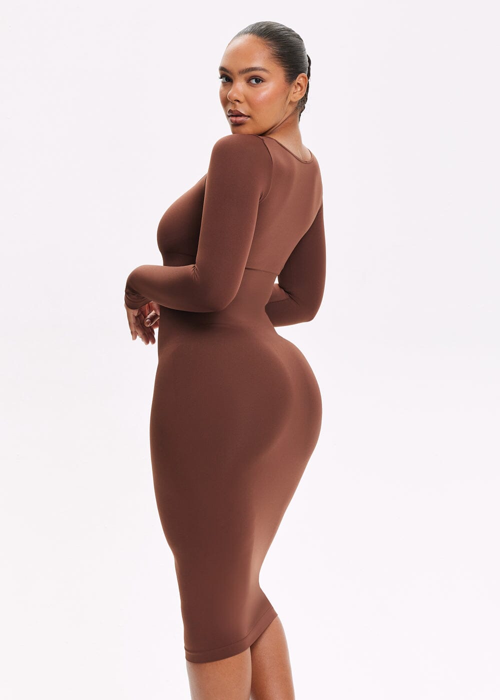 Shapewear Dress Square Neck Long Sleeve