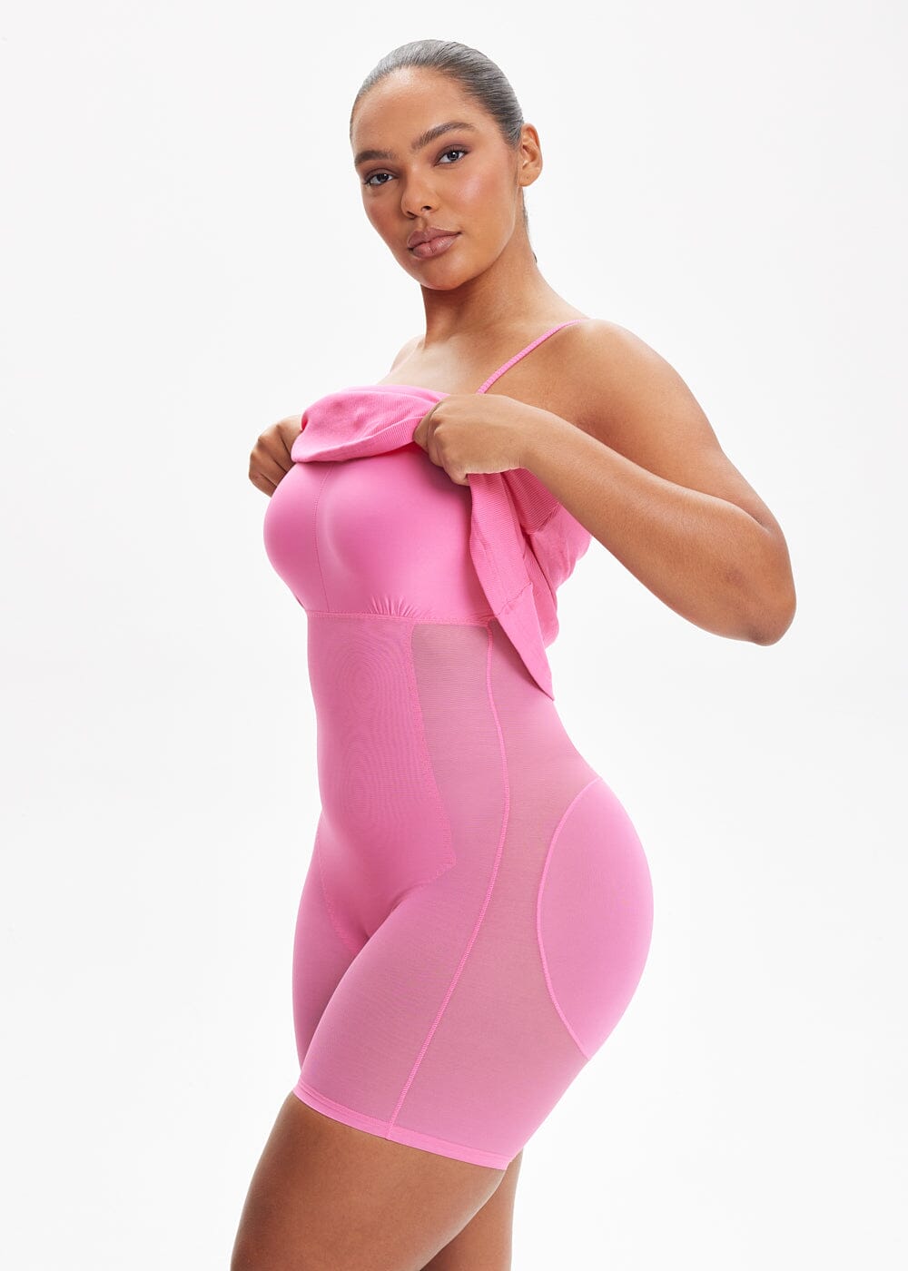 Built-In Shapewear Shorts Spaghetti Strap Midi Dress - She's Waisted