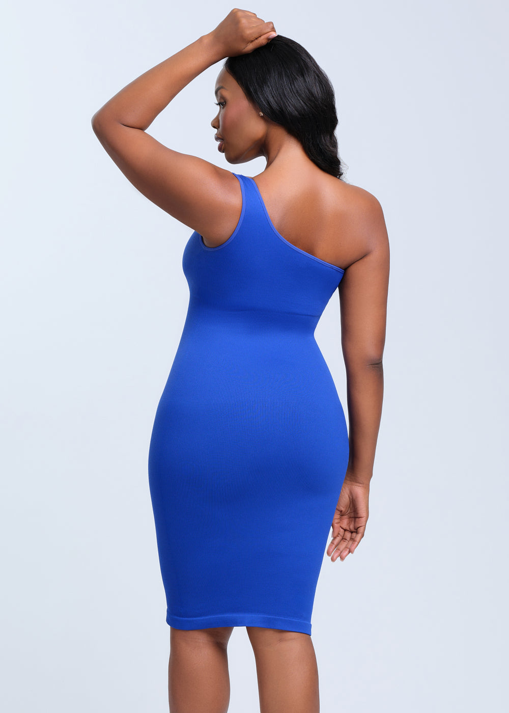 SnatchedKnit One-Shoulder Knee Dress