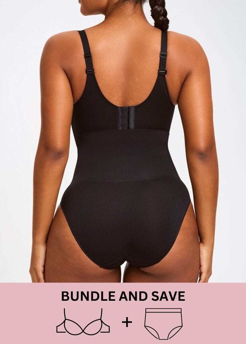 2-in-1 Back Smoothing Push Up Bra and Brief Shaper Bundle - She's Waisted