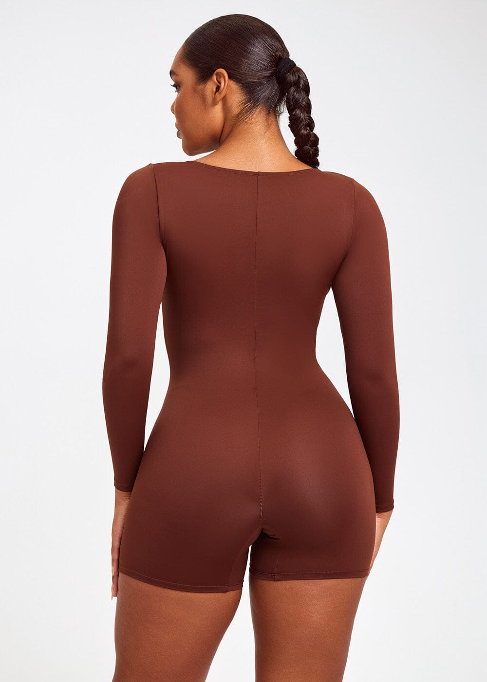 Long Sleeve Plunge Bodysuit Shorts