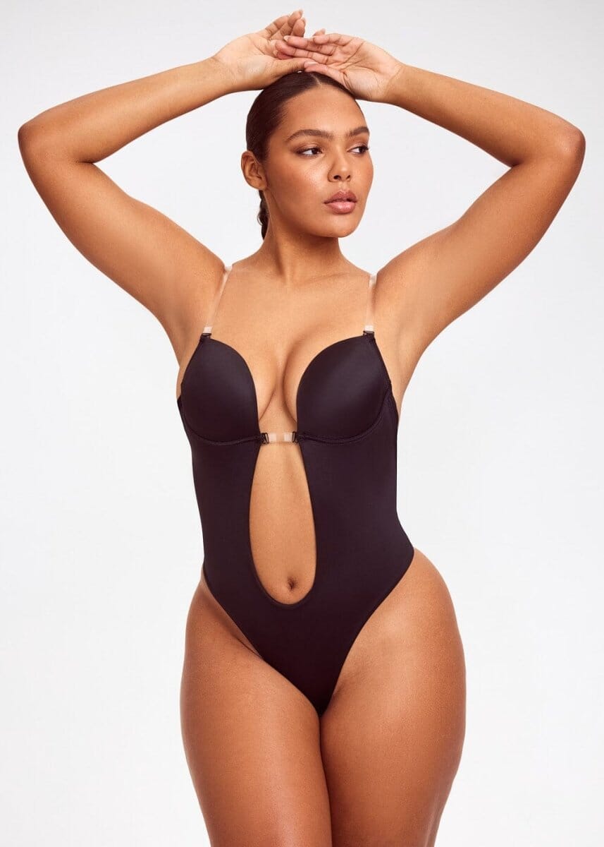 Plunge Backless Bra Bodysuit - She's Waisted