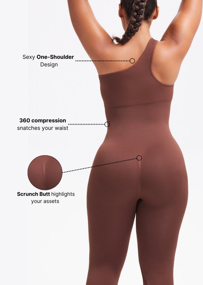 One-shoulder Flare Snatching Jumpsuit - She's Waisted