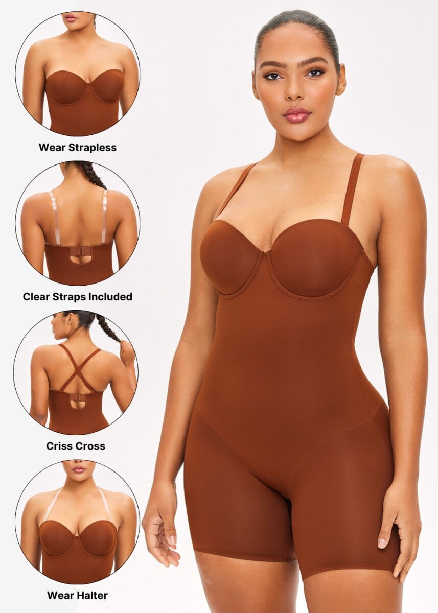Push Up Bra & Bodysuit Shorts - She's Waisted