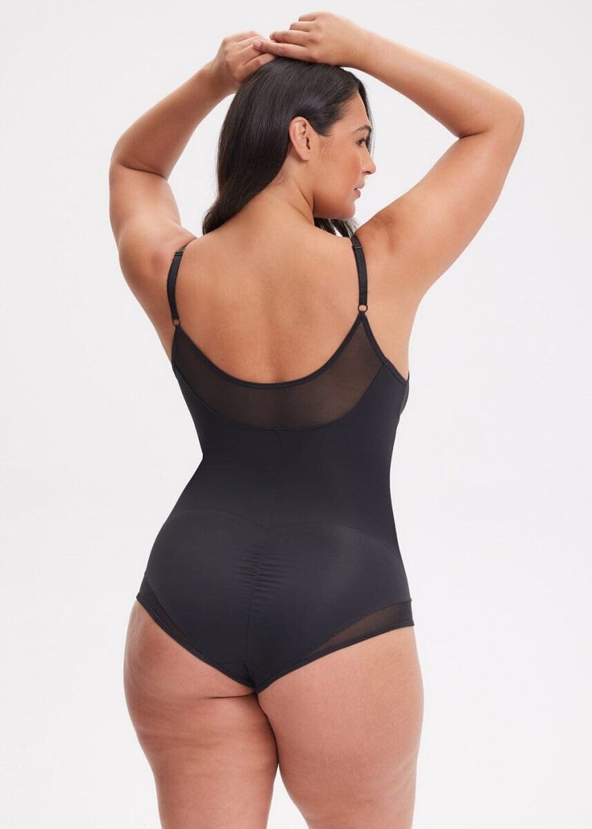 V-Neck Mesh Shaping Bodysuit - She's Waisted