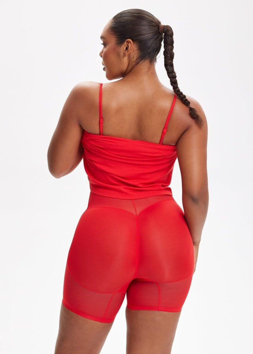 Built-In Shapewear Shorts Spaghetti Strap Midi Dress - She's Waisted