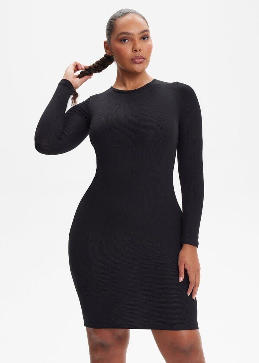 Built-In Shapewear Shorts Long Sleeve Above Knee - She's Waisted
