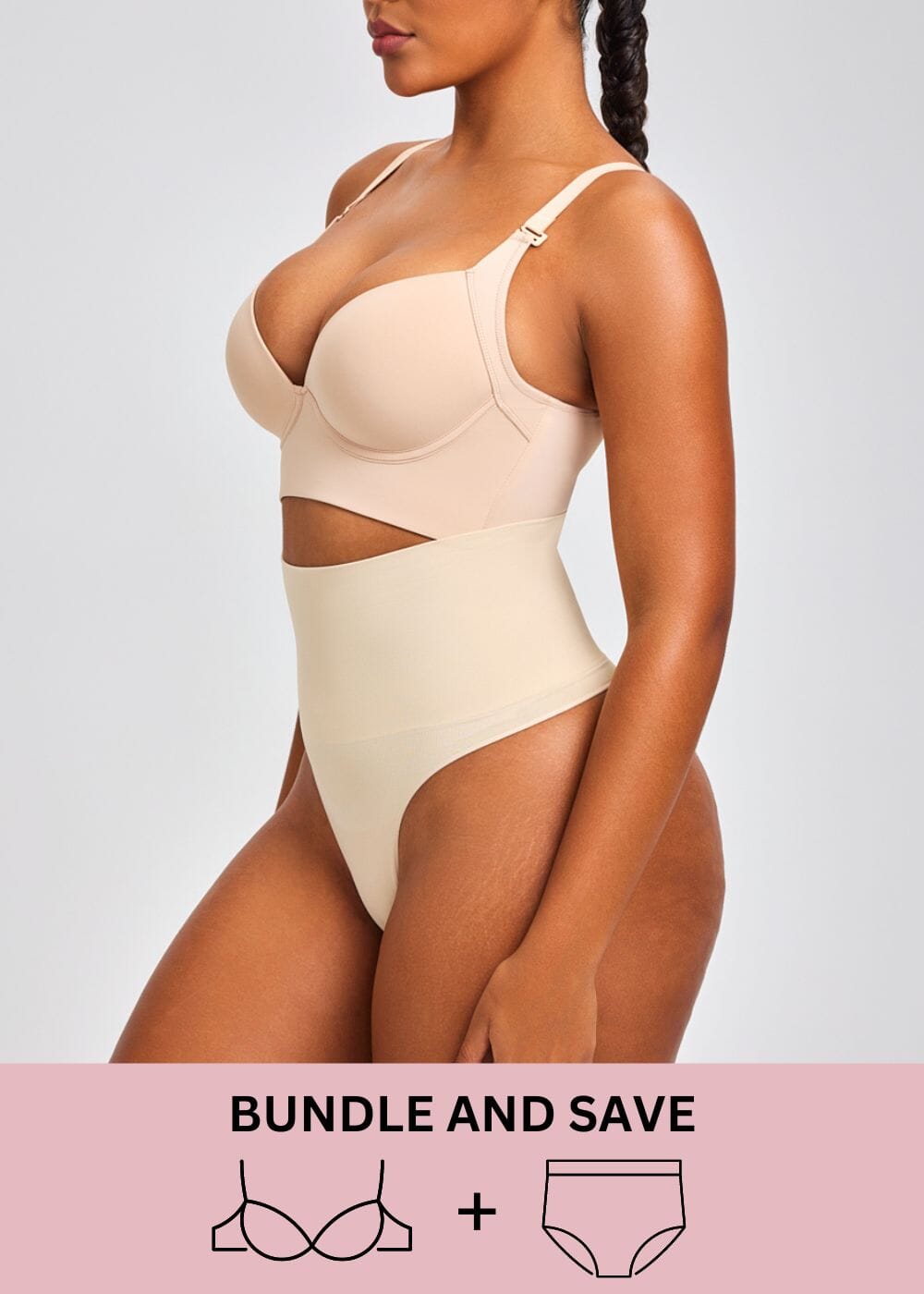 Back Smoothing Push Up Bra & Thong Shaper Bundle