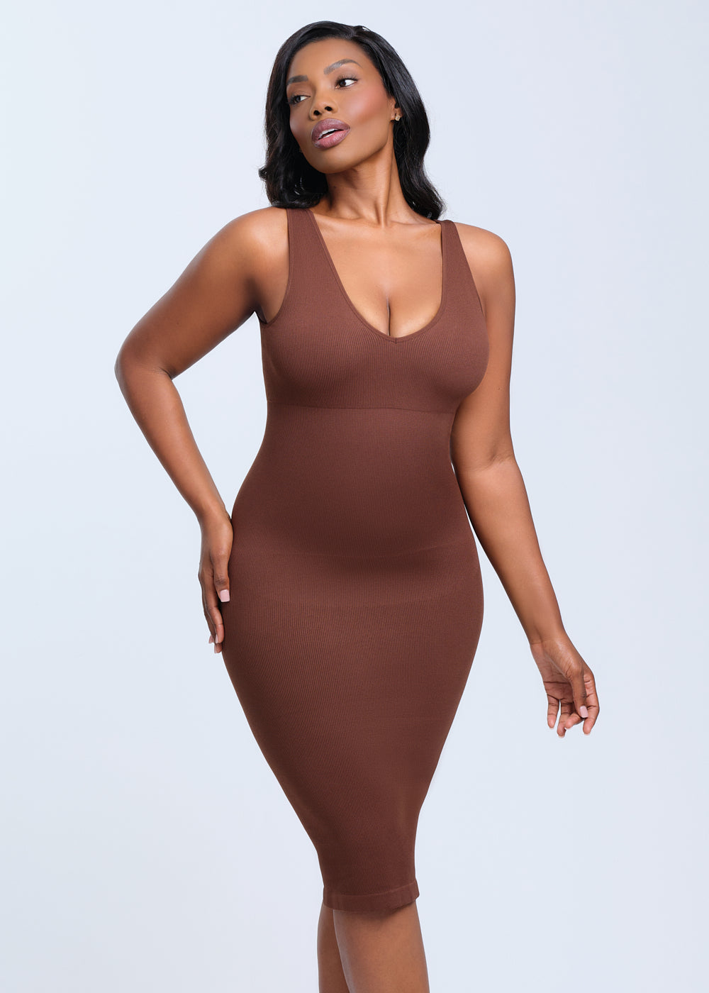 SnatchedKnit V-Neck Tank Midi Dress