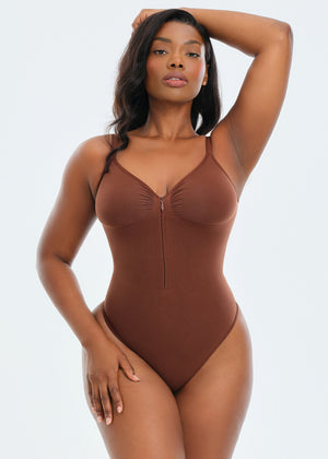 SmoothingSeamless Front Zip Bodysuit Thong