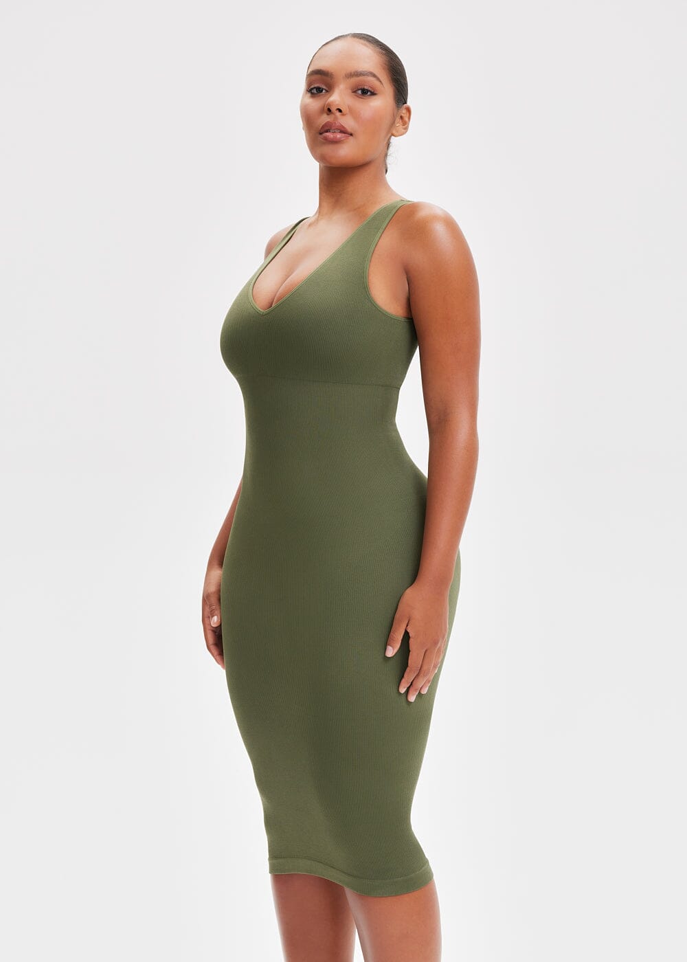 Shapewear Dress Deep V-Neck Tank - She's Waisted