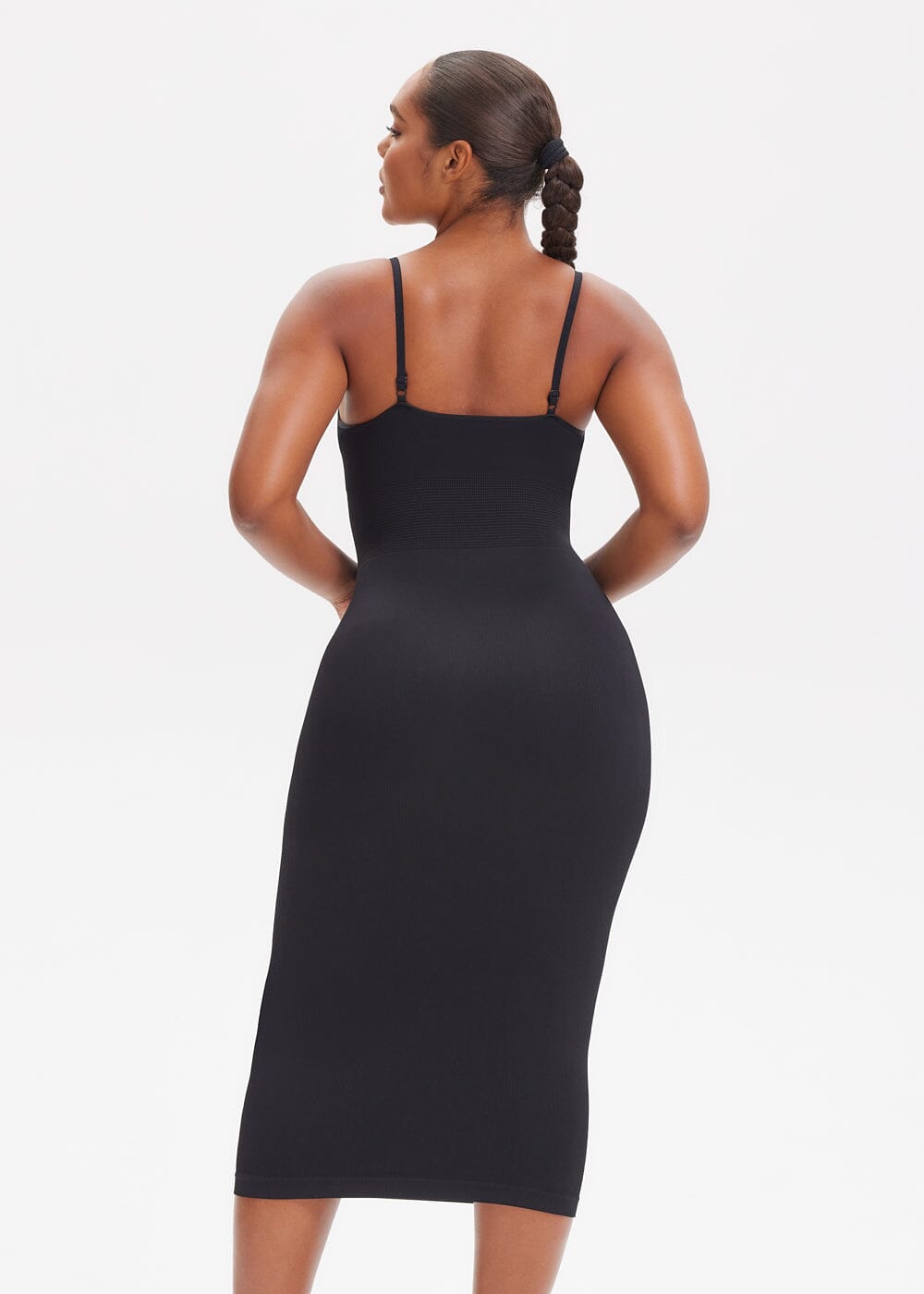 Spaghetti Strap Shapewear Dress Midi - She's Waisted