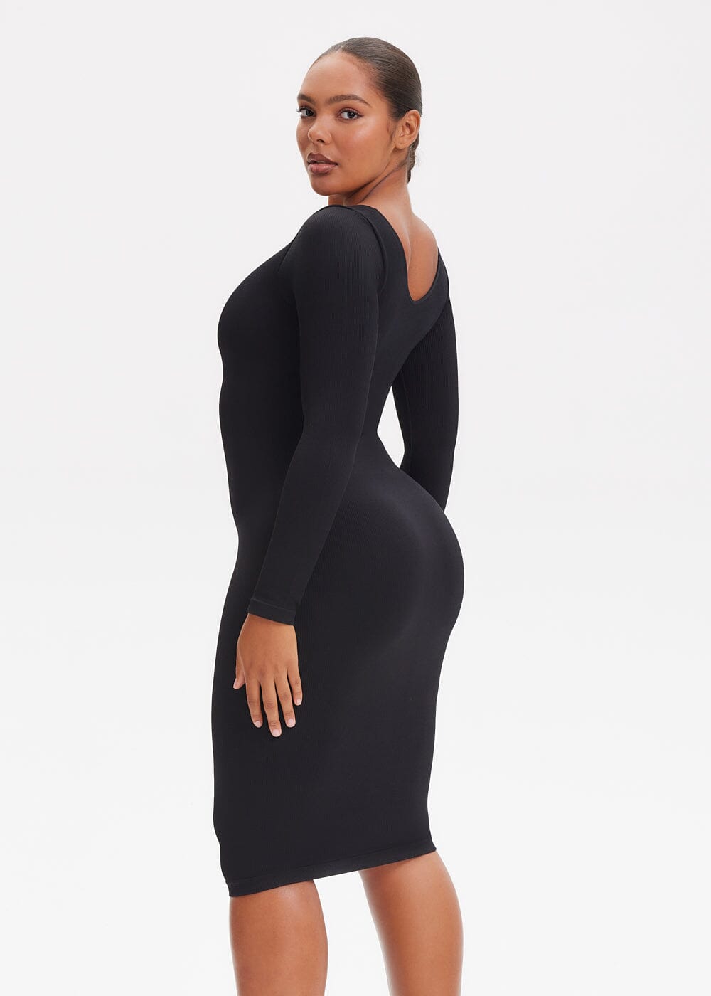 Shapewear Dress V-Neck Long Sleeve