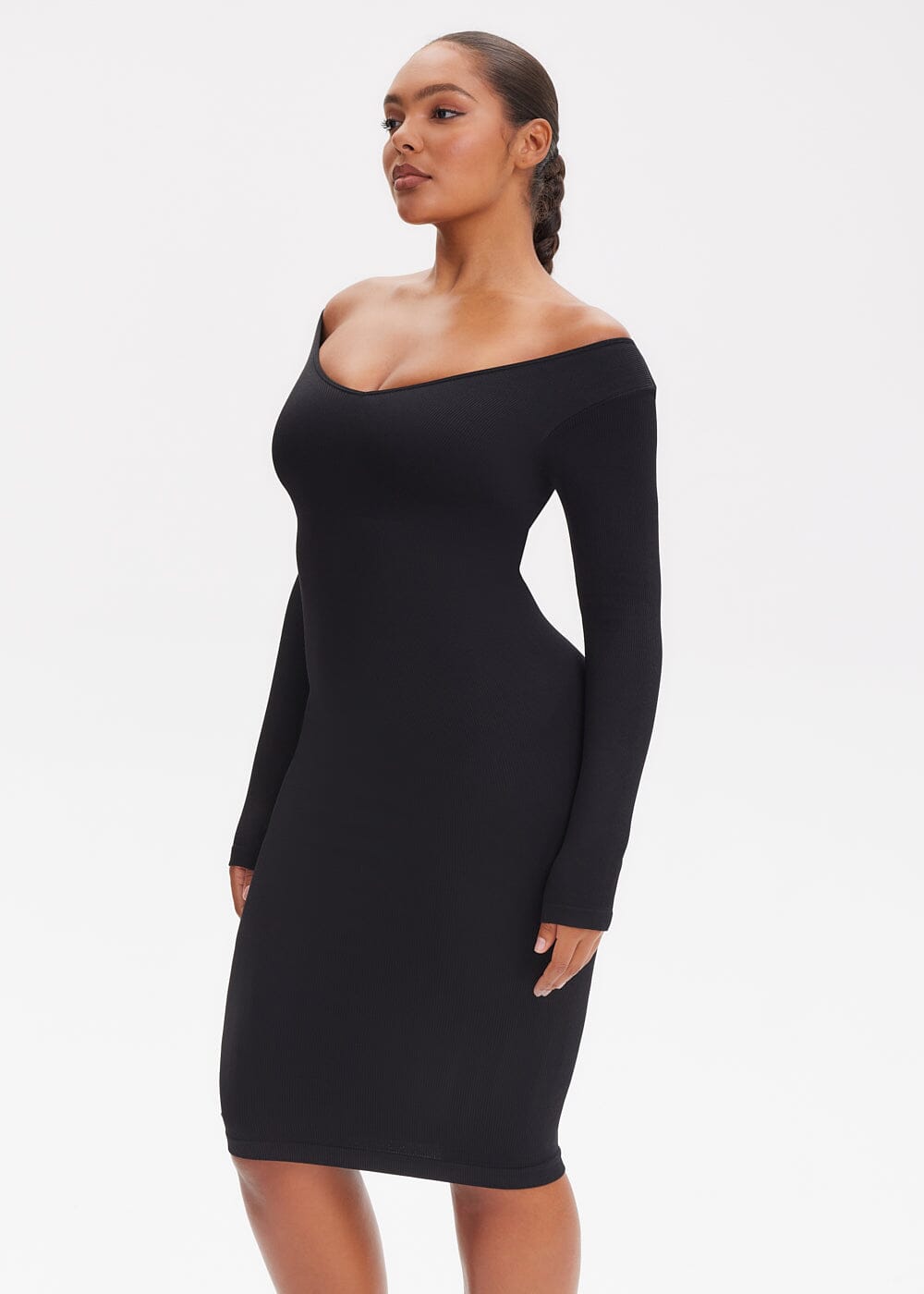 Shapewear Dress V-Neck Long Sleeve - She's Waisted