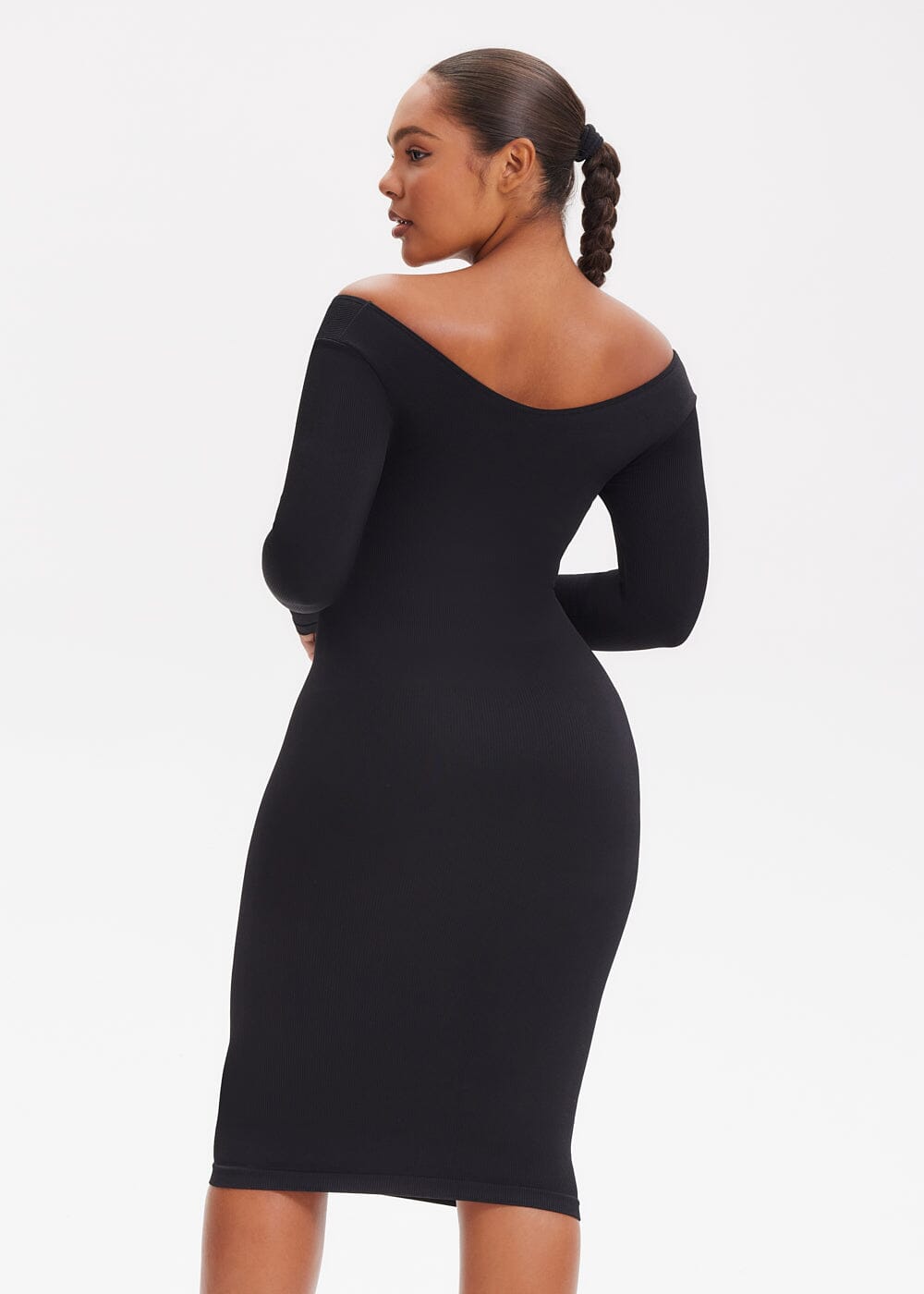 Shapewear Dress V-Neck Long Sleeve