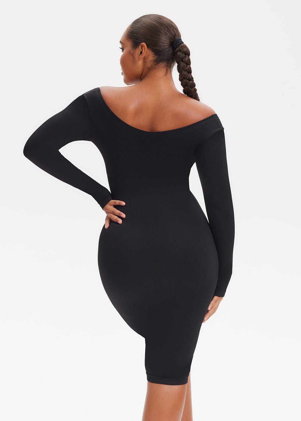 Shapewear Dress V-Neck Long Sleeve - She's Waisted