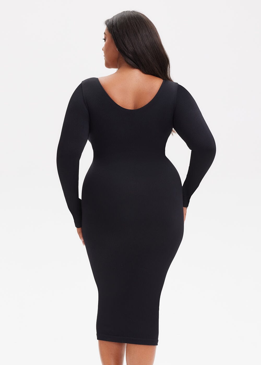 NEW ARRIVAL! Shapewear Dress V-Neck Long Sleeve - She's Waisted