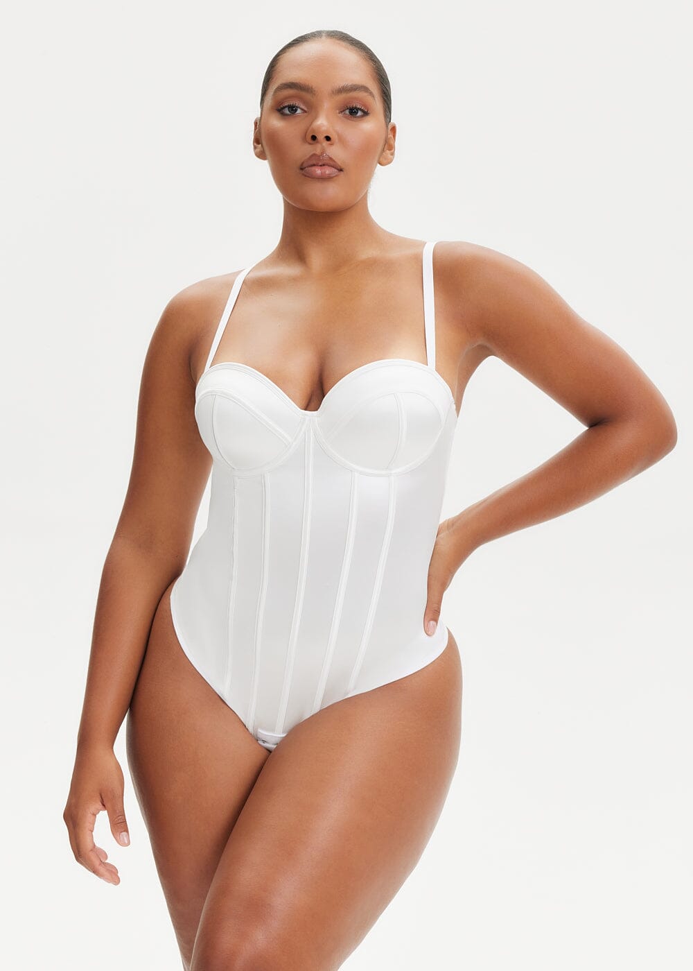 SatinSculpt Corset Bodysuit Thong