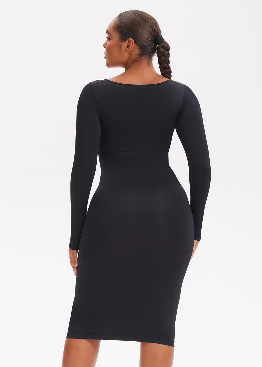 Shapewear Dress Square Neck Long Sleeve - She's Waisted