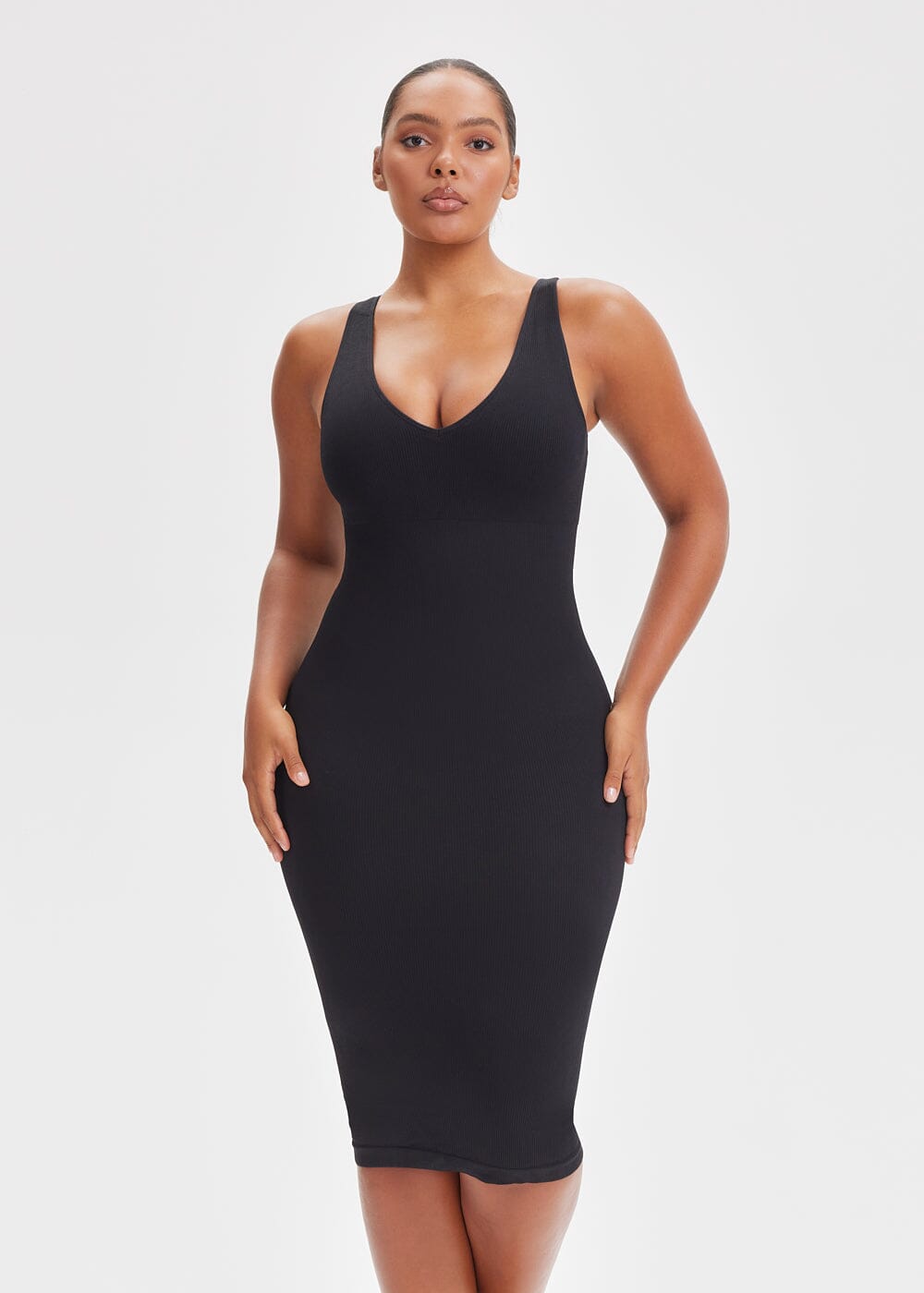 NEW ARRIVAL! Shapewear Dress V-Neck Long Sleeve - She's Waisted