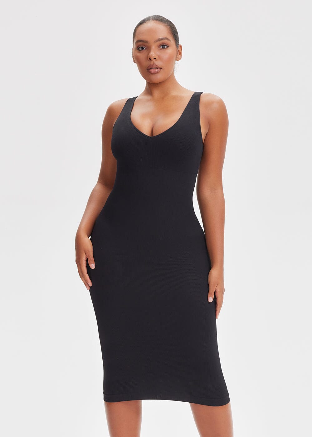 Shapewear Dress Deep V-Neck Tank - She's Waisted