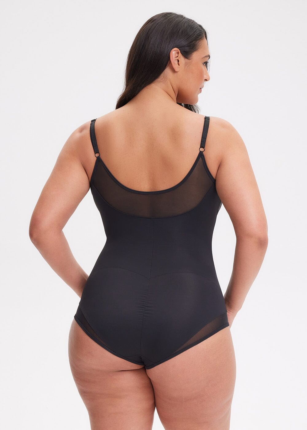 V-Neck Mesh Shaping Bodysuit - She's Waisted