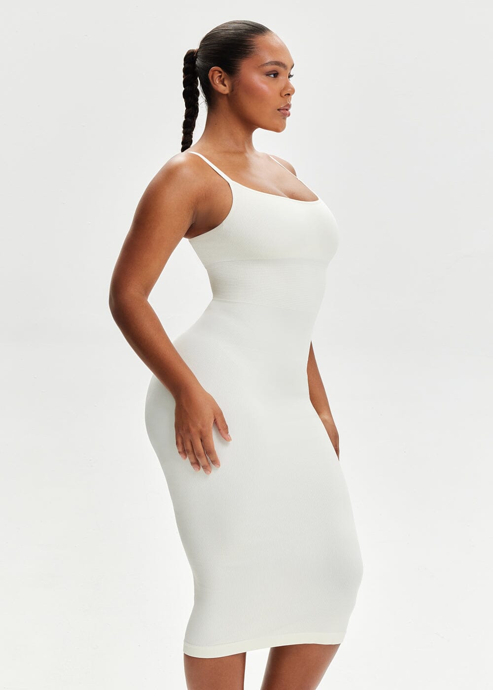 Spaghetti Strap Shapewear Dress Midi - She's Waisted