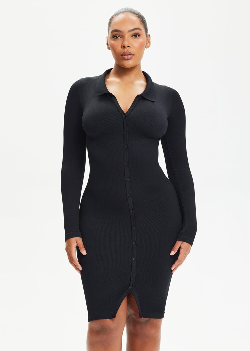 Shapewear Dress Front Button Collar - She's Waisted