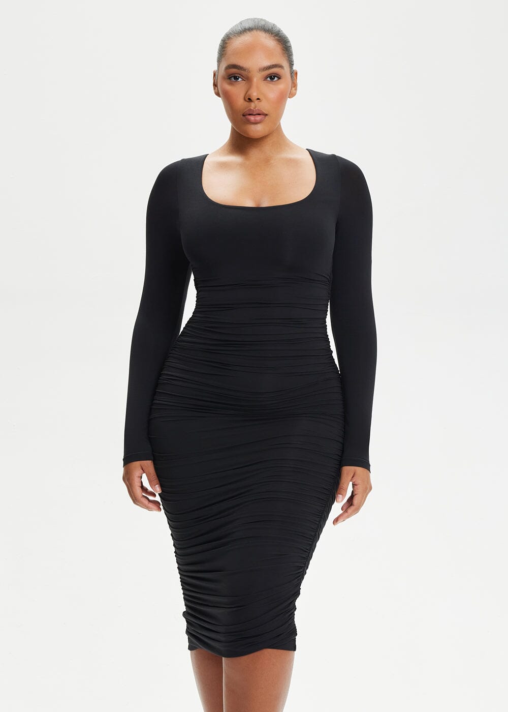 Nothing better than Power Mesh 🖤 Shapewear Dress Ruching Power Mesh  flatters every curves and keeps you snatched ✨ #sheswaisted
