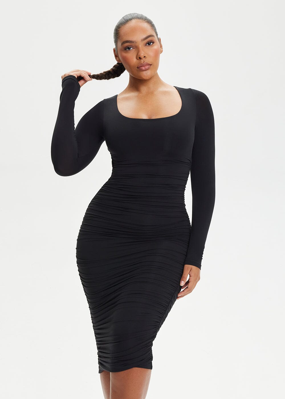 Shapewear Dress Ruching Power Mesh - She's Waisted