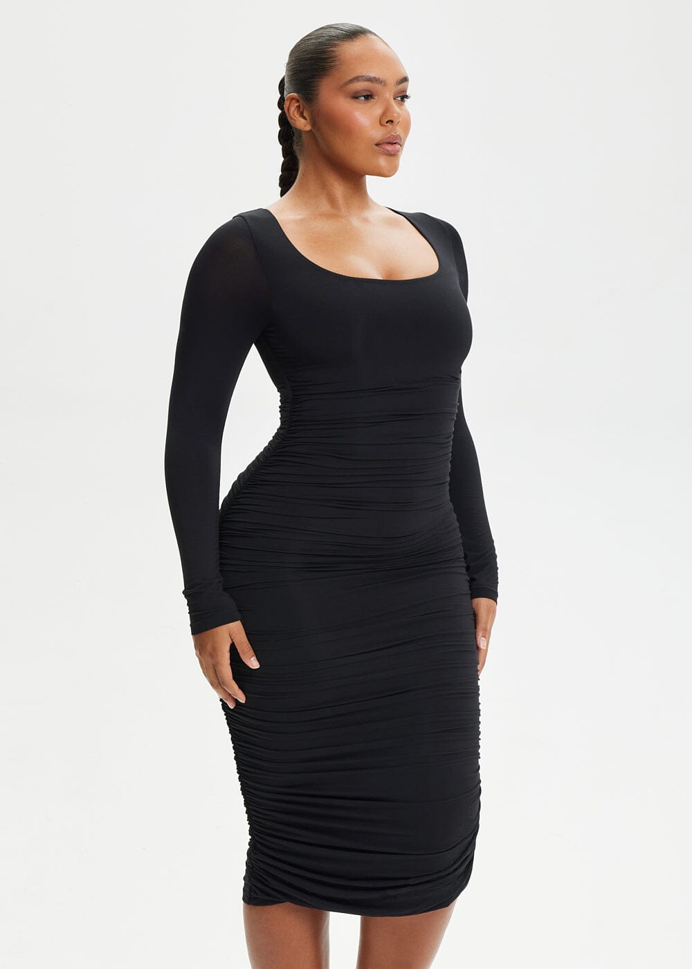 Shapewear Dress Ruching Power Mesh - She's Waisted