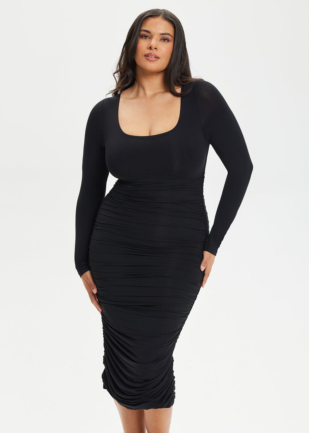 Shapewear Dress Ruching Power Mesh - She's Waisted