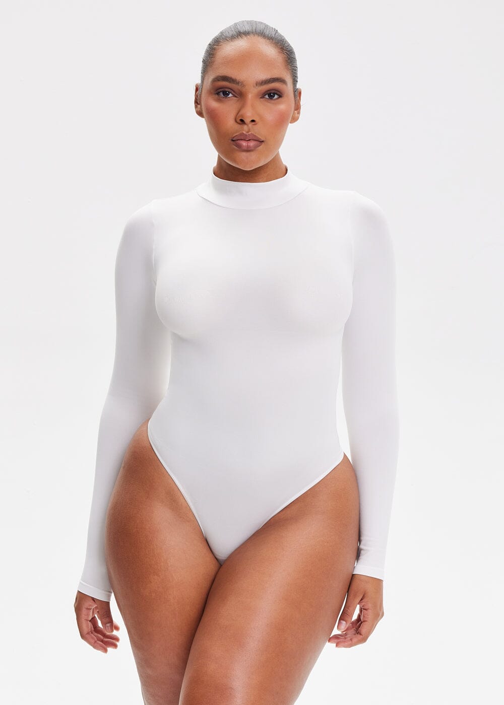 Turtle Neck Long Sleeve Thong Bodysuit - She's Waisted